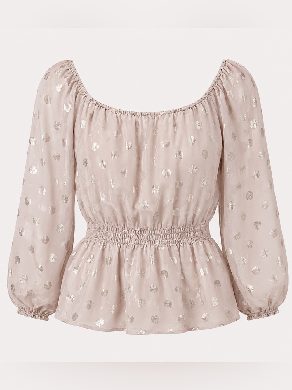 Mi Ami cream/gold polka dot top, XS